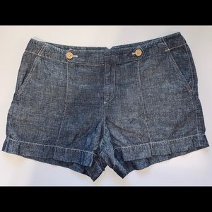 Loft Linen Blend 4" Shorts Dark Blue Wash White 8